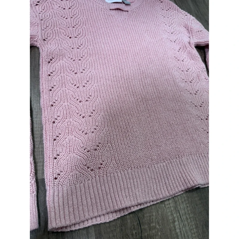 The Children's Place‎ Pink Glitter Keyhole Pointelle Knit Sweater Size 10/12